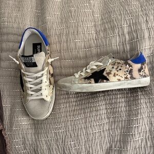 Golden Goose Super Star Sneaker with Metallic Snakeskin